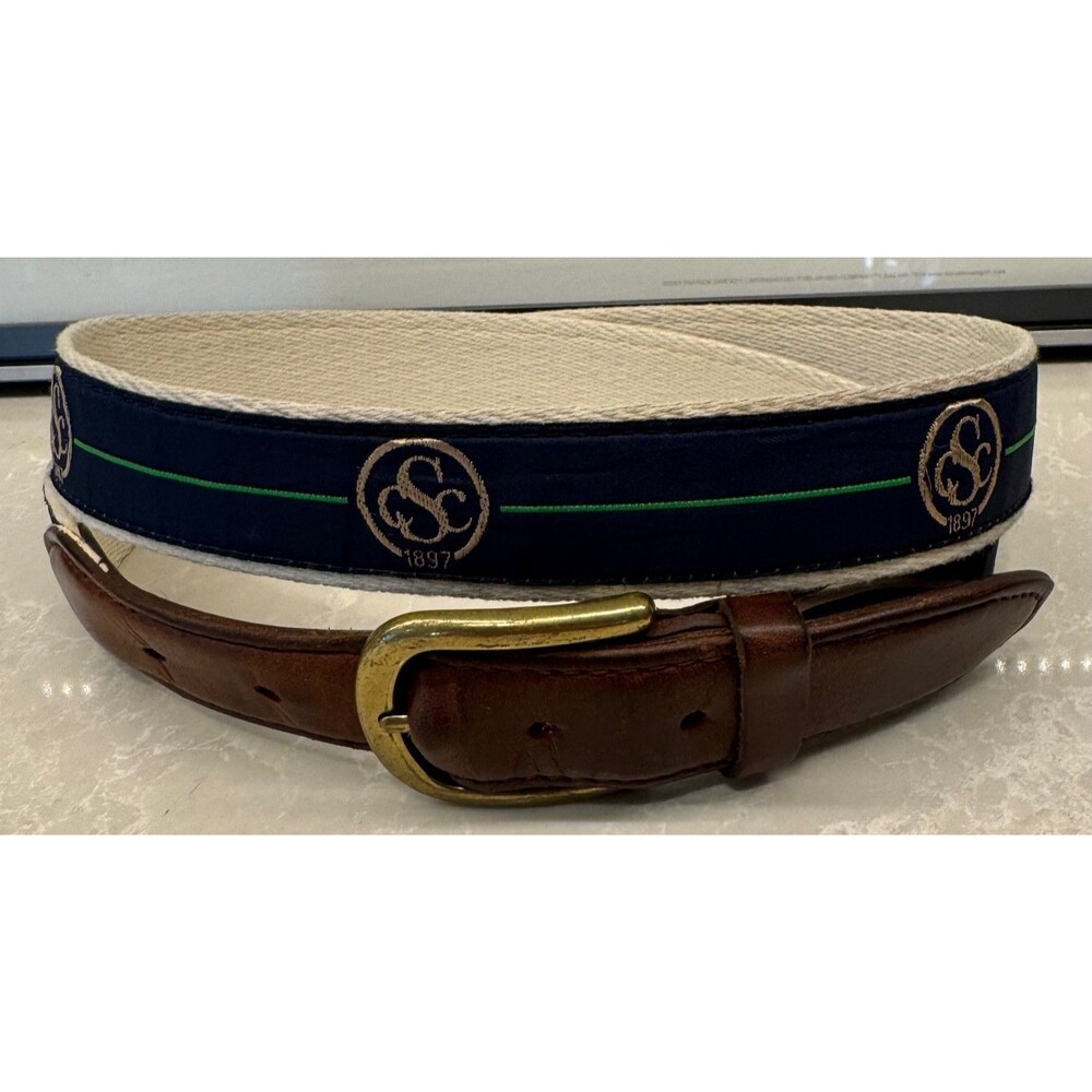 SKOKIE COUNTRY CLUB - YRI Leather Canvas Golf Belt - Men's Size 36 - Vintage